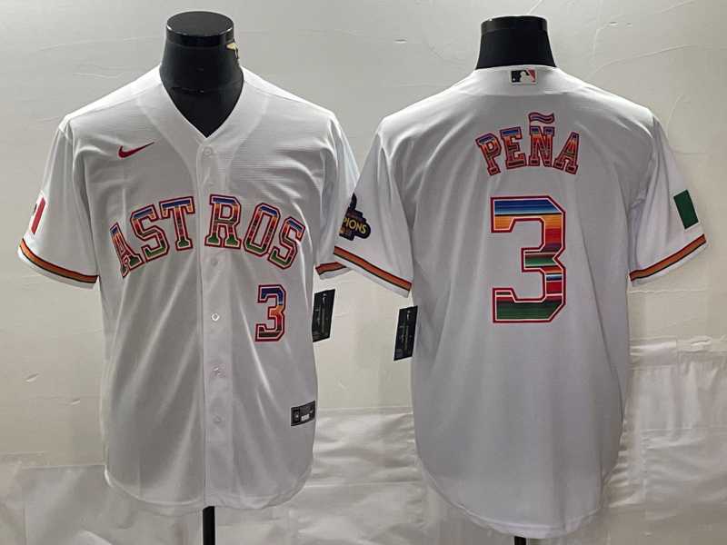 Men's Houston Astros #3 Jeremy Pena Number White Rainbow World Serise Champions Patch Cool Base Stitched Jersey,We sell and wholesale Men's Houston Astros #3 Jeremy Pena Number White Rainbow World Serise Champions Patch Cool Base Stitched Jersey on line form chian!